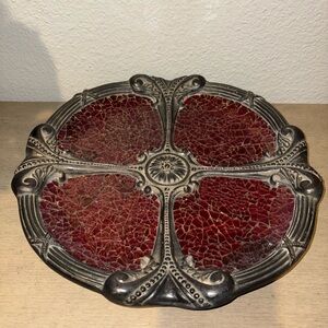 Vintage Decorative Red and Black Plate